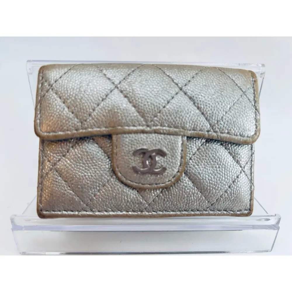Chanel Metallic Caviar Quilted Flap Wallet SHW Series 31 2021 Authentic CoA